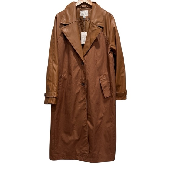 a new day Jackets & Blazers - A New day Women’s  Faux Leather Trench Coat Size XL New With Tags